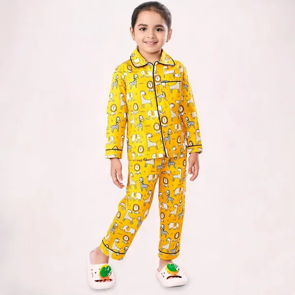 Yellow_Cotton_Printed_Nightwear_For_Girls