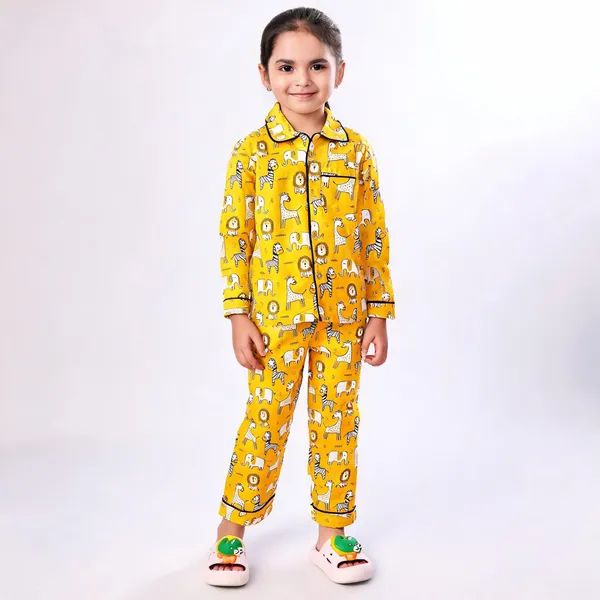 Yellow_Cotton_Printed_Nightwear_For_Girls