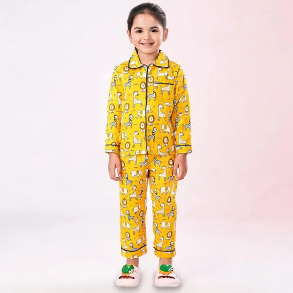 Yellow_Cotton_Printed_Nightwear_For_Girls