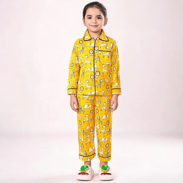 Yellow_Cotton_Printed_Nightwear_For_Girls