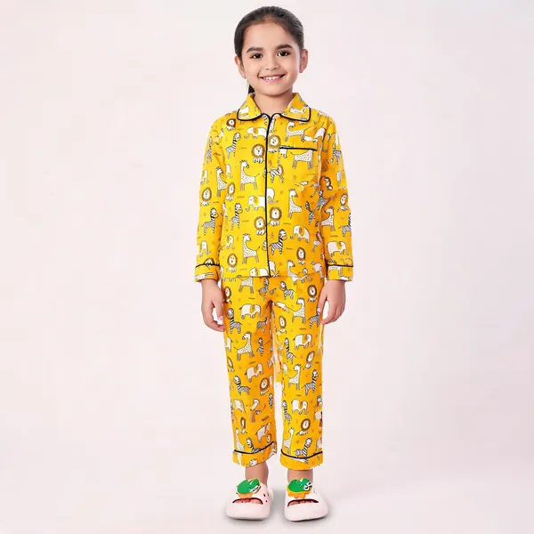 Yellow_Cotton_Printed_Nightwear_For_Girls