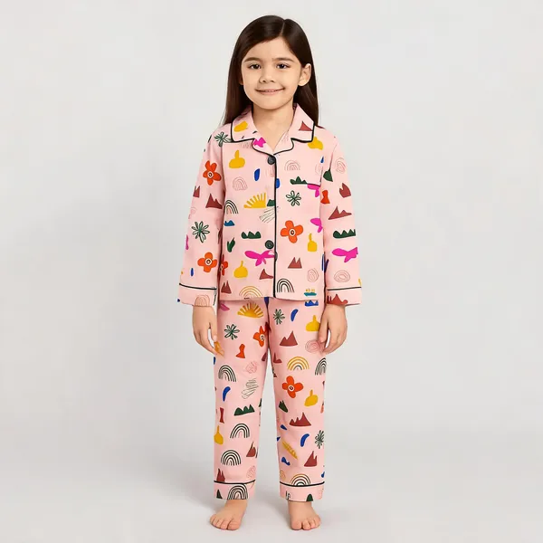 Multicolor_Cotton_Printed_Nightwear_For_Girls