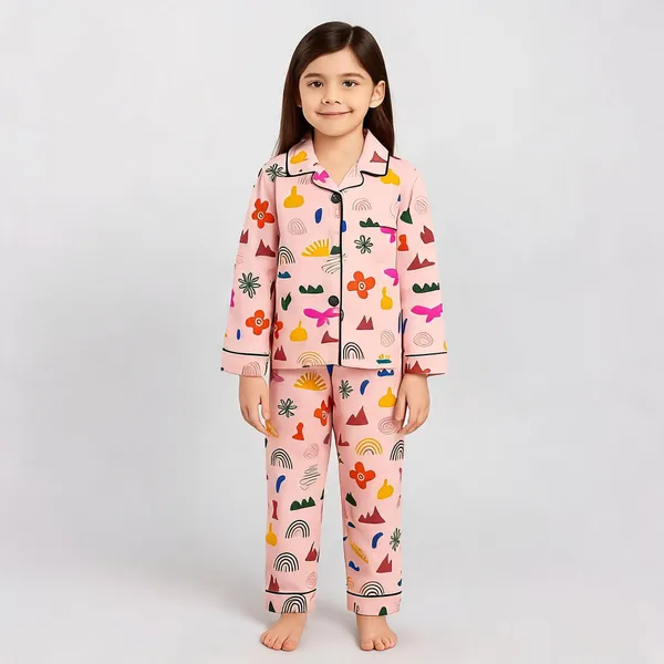 Multicolor_Cotton_Printed_Nightwear_For_Girls