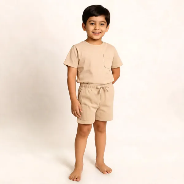 Beige_Cotton_Regular_Fit_Shirt_Shorts_For_Boys
