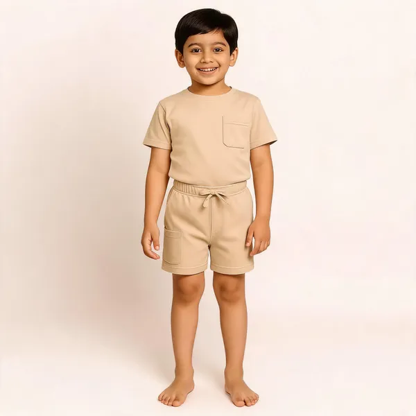 Beige_Cotton_Regular_Fit_Shirt_Shorts_For_Boys