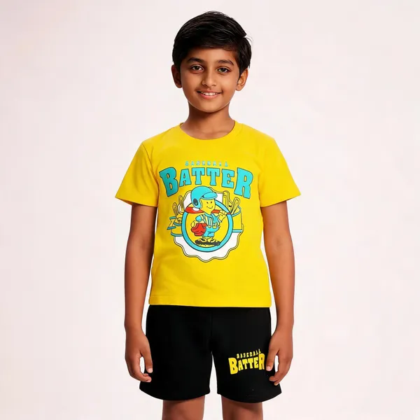 Yellow_Cotton_Printed_T-Shirt_Shorts_Set_For_Boys_Pack_Of_2