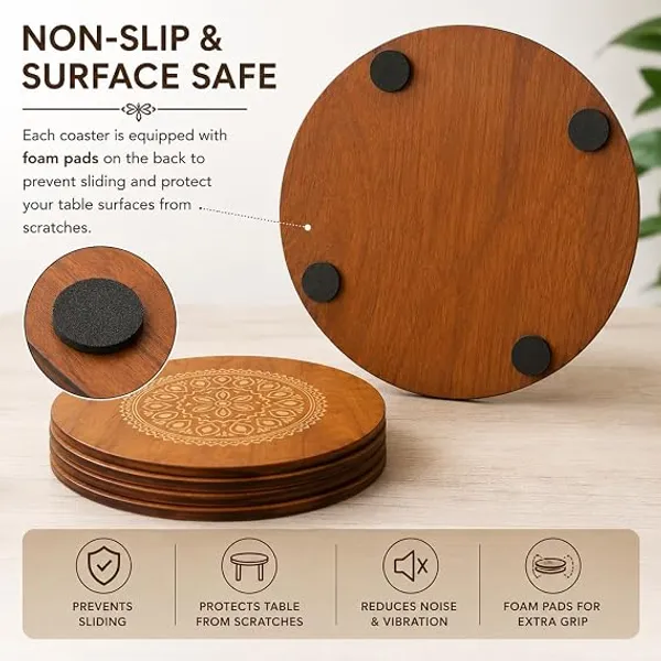 Wooden_Mandala_Engraved_Round_Trivet_Set