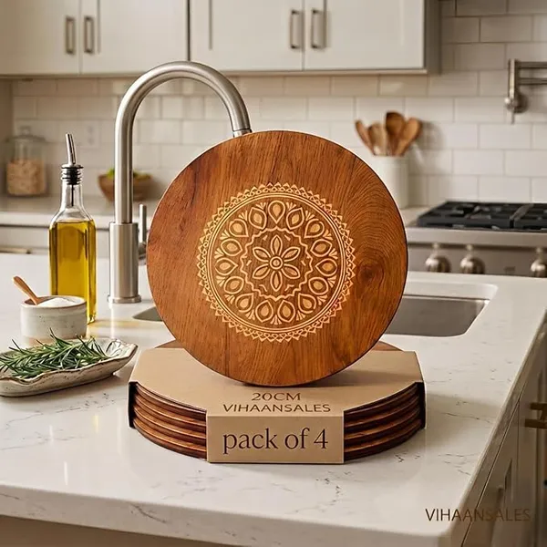 Wooden_Mandala_Engraved_Round_Trivets_Pack_Of_4