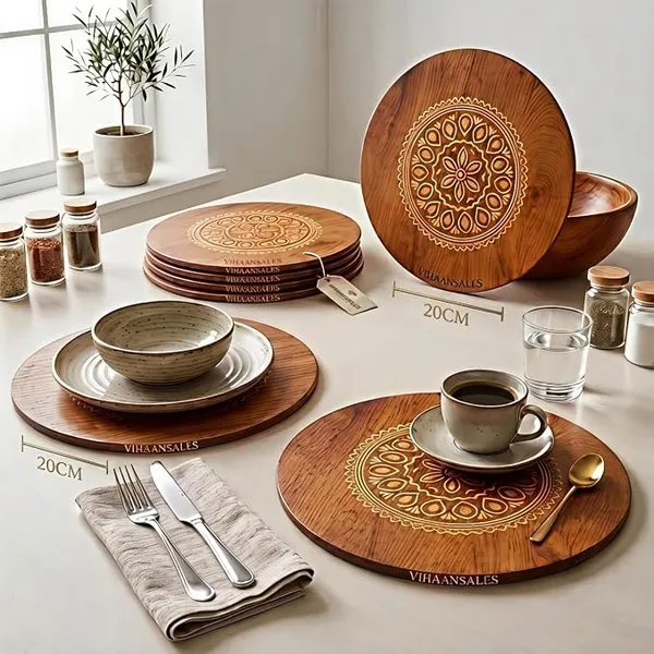 Wooden_Mandala_Engraved_Round_Trivet_Set