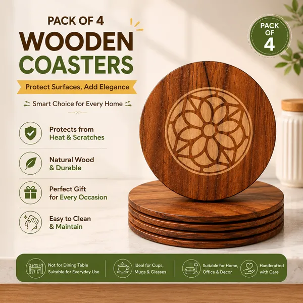 Wood_Floral_Engraved_Trivet_And_Coaster_Set