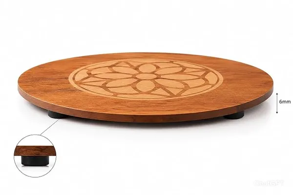 Wood_Floral_Engraved_Trivet_And_Coaster_Set