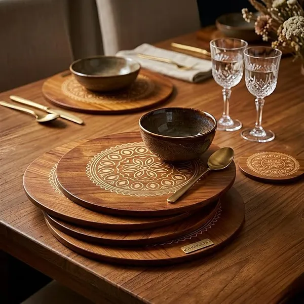 Wooden_Mandala_Engraved_Round_Trivet_Set