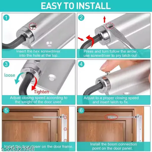 Silver_Surface_Mounted_Door_Closer_With_Installation_Kit