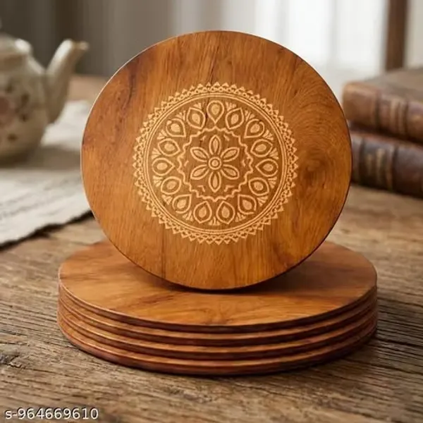 Wooden_Mandala_Engraved_Round_Trivet_Set