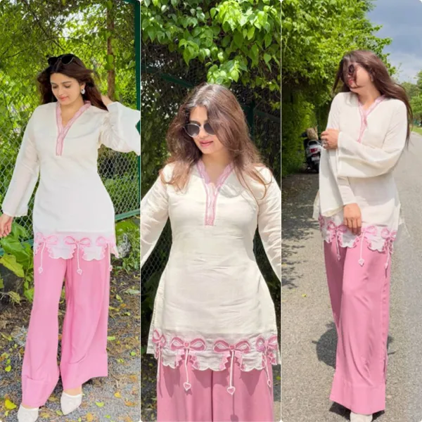 White_And_Pink_Cotton_Straight_Embroidered_Kurta_Palazzo_Set_For_Women