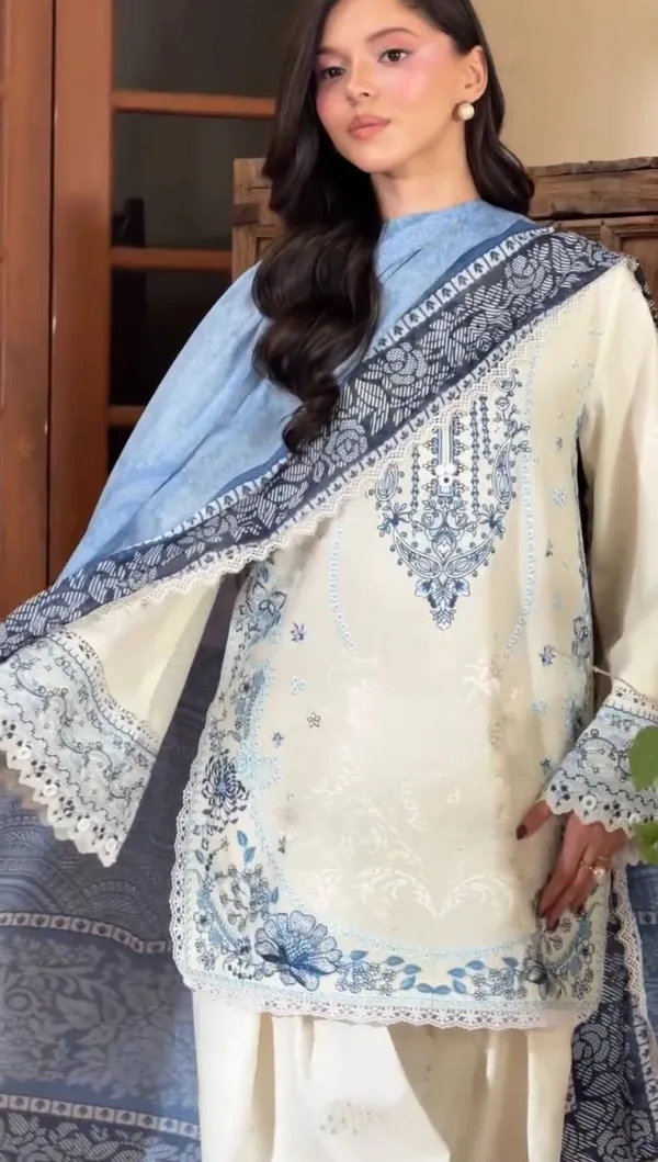 White_Rayon_Floral_Embroidered_Kurta_Pant_Dupatta_Set_For_Women