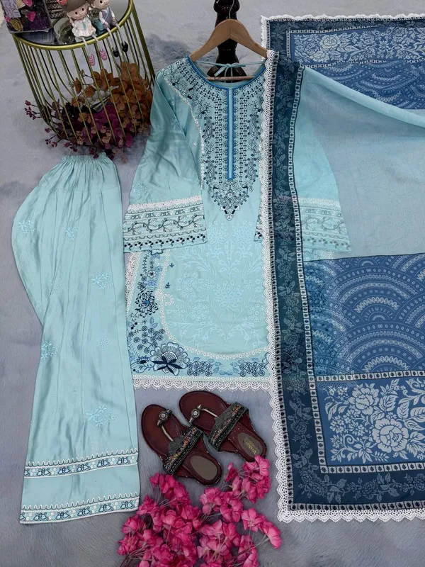 Aqua_Floral_Embroidered_Kurta_Set_for_Women