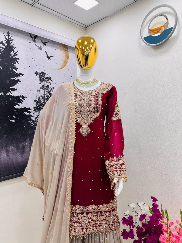 Maroon_Georgette_Embroidered_Sharara_Suit_For_Women