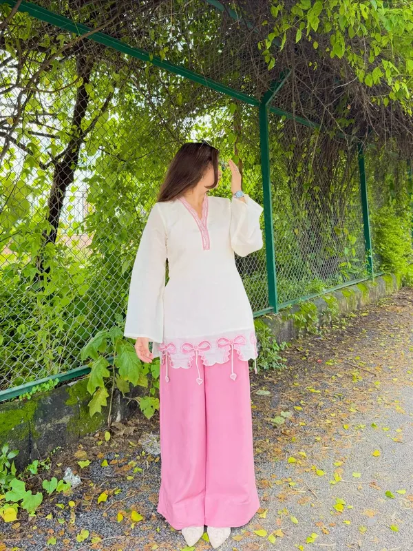 White_And_Pink_Cotton_Straight_Embroidered_Kurta_Palazzo_Set_For_Women