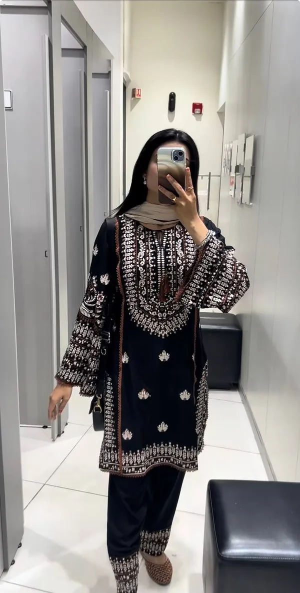 Black_Rayon_Embroidered_Ethnic_Kurta_Bottom_Dupatta_Set_For_Women