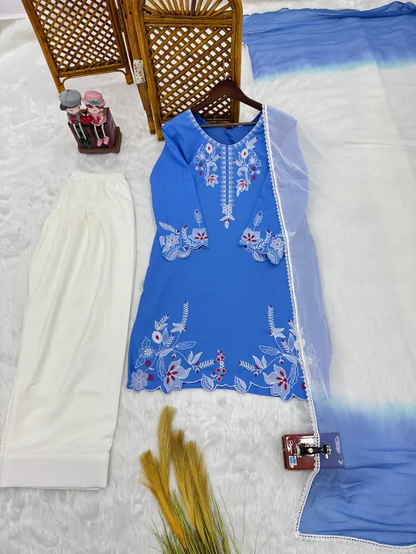 Sky_Blue_Crepe_Silk_Straight_Embroidered_Kurta_Set_For_Women