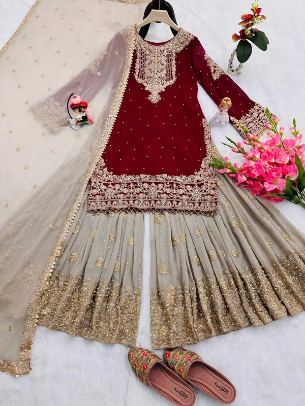Maroon_Georgette_Embroidered_Sharara_Suit_For_Women