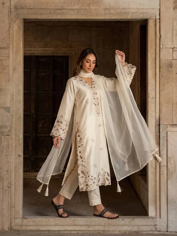 White_Cotton_Silk_Straight_Embroidered_Kurta_Pants_Dupatta_Set_For_Women