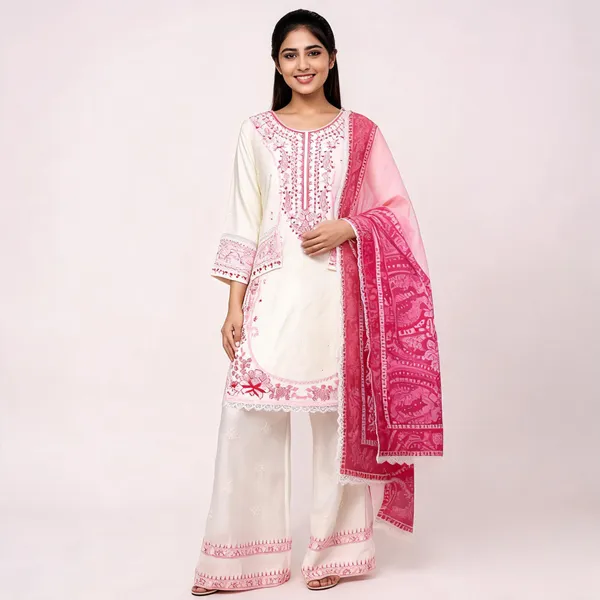 White_Rayon_Straight_Floral_Embroidered_Kurta_Bottom_Dupatta_Set_For_Women