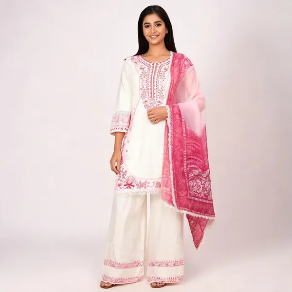 White_Rayon_Straight_Floral_Embroidered_Kurta_Bottom_Dupatta_Set_For_Women