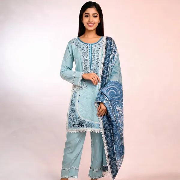Powder_Blue_Rayon_Floral_Embroidered_Kurta_Set_For_Women