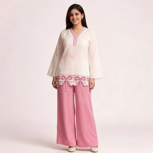 White_And_Pink_Cotton_Straight_Embroidered_Kurta_Palazzo_Set_For_Women