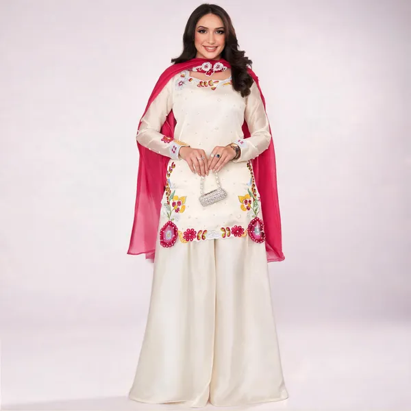 White_Silk_Straight_Embroidered_Kurta_Palazzo_Dupatta_Set_For_Women