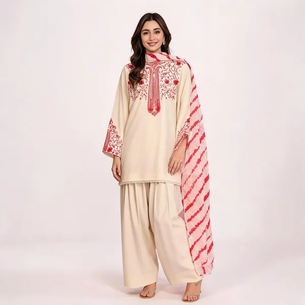 Cream_Crepe_Silk_Straight_Floral_Detail_Kurta_Set_For_Women