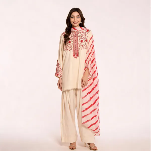Cream_Crepe_Silk_Straight_Floral_Detail_Kurta_Set_For_Women