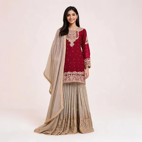 Maroon_Georgette_Embroidered_Sharara_Suit_For_Women