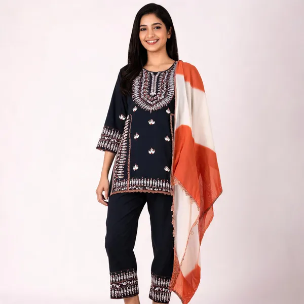 Black_Rayon_Embroidered_Ethnic_Kurta_Bottom_Dupatta_Set_For_Women