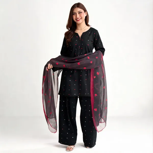 Black_Cotton_Silk_Straight_Heart_Motif_Kurta_Set_For_Women