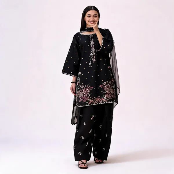Black_Crepe_Silk_Straight_Floral_Embroidered_Kurta_Set_For_Women