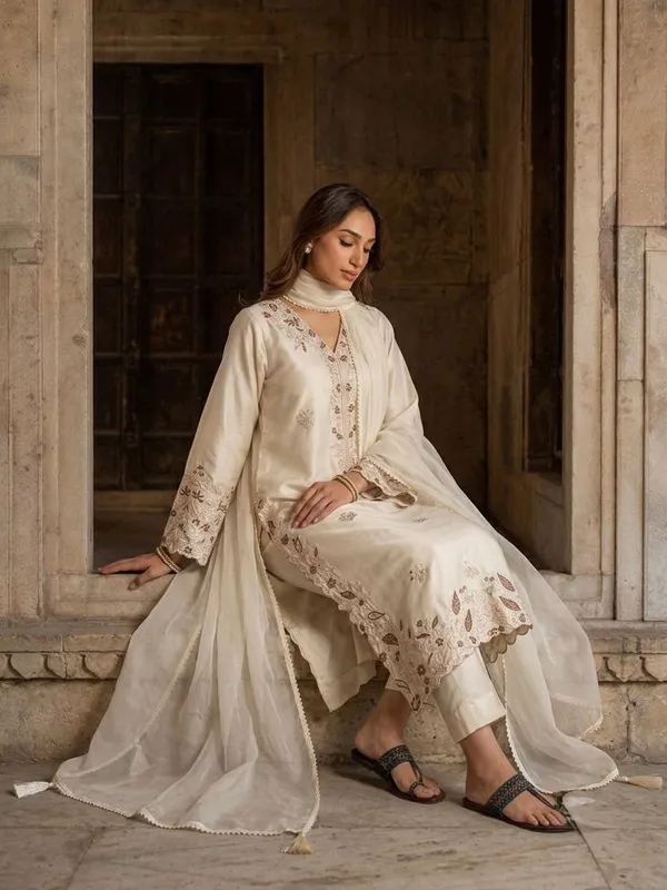 White_Cotton_Silk_Straight_Embroidered_Kurta_Pants_Dupatta_Set_For_Women