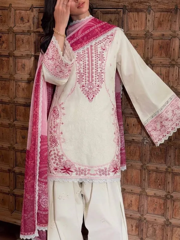 White_Rayon_Straight_Floral_Embroidered_Kurta_Bottom_Dupatta_Set_For_Women