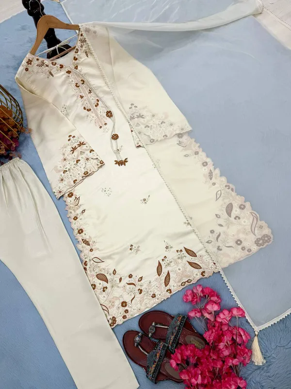 White_Cotton_Silk_Straight_Embroidered_Kurta_Pants_Dupatta_Set_For_Women