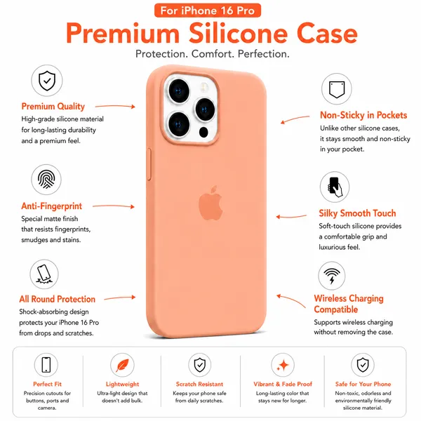 Peach_Silicone_Phone_Case_For_Iphone_16_Pro
