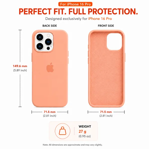 Peach_Silicone_Phone_Case_For_Iphone_16_Pro