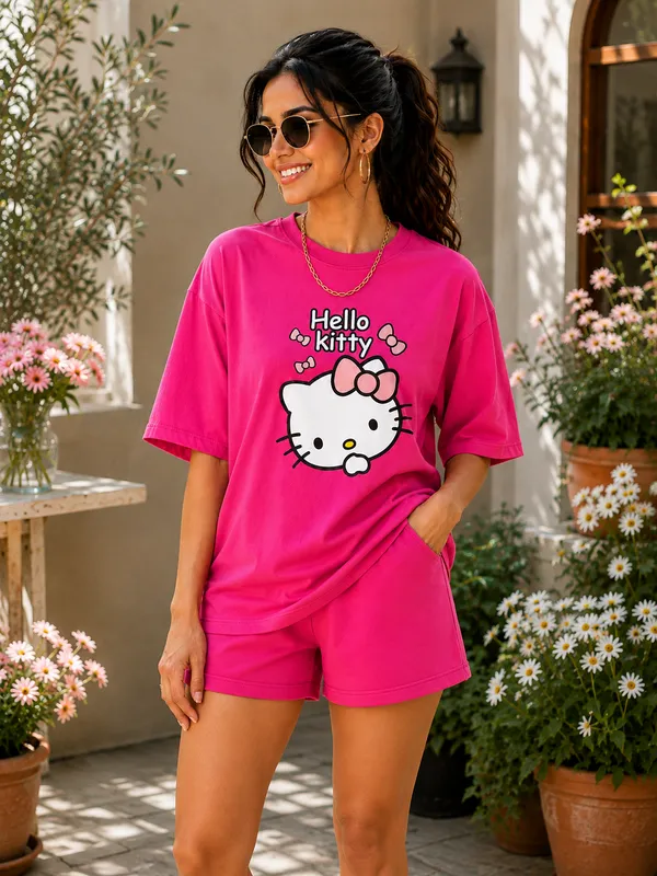 Pink_Relaxed_Fit_Graphic_T-Shirt_Shorts_Set_for_Women