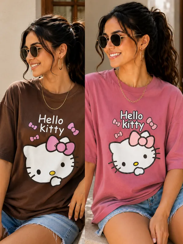Pink_Brown_Oversized_Hello_Kitty_T-Shirt_for_Women