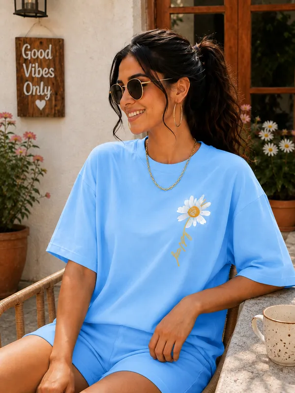 Blue_Relaxed_Fit_Lounge_Top_And_Shorts_Set_for_Women