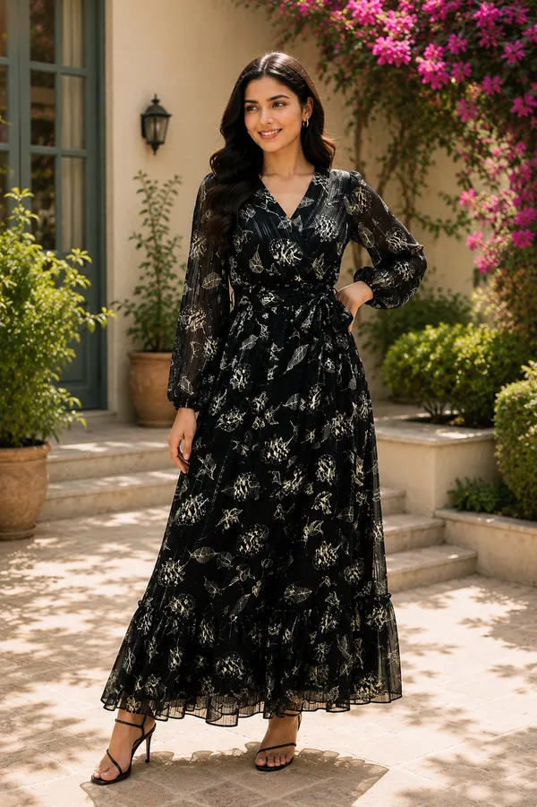 Black_Polyester_Long_Dress_For_Women
