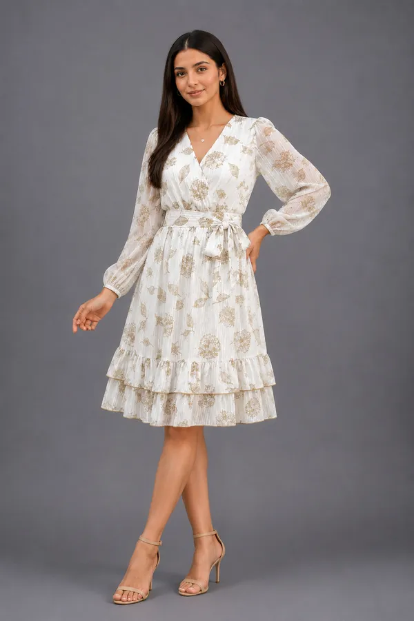 White_Polyester_Short_Dress_For_Women