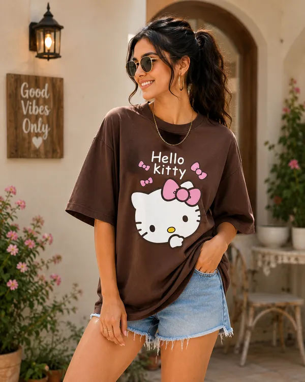 Brown_Oversized_Hello_Kitty_T-Shirt_for_Women
