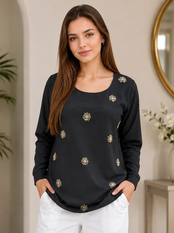 Black_Embellished_Long_Sleeve_Top_for_Women